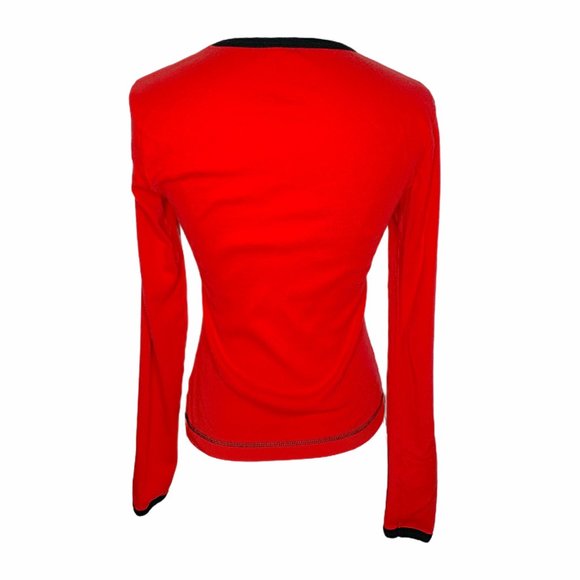 Vintage 90s Y2K Guess Red Long Sleeve Logo Top - Picture 4 of 8